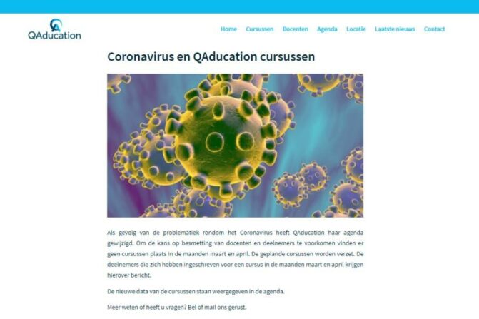 Coronavirus en QAducation cursussen